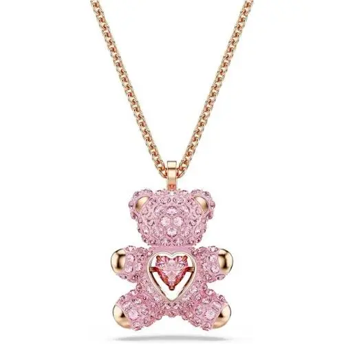 Teddy Bear Pendant Necklace Pink Crystals Rose Gold-tone Finish by Swarovski