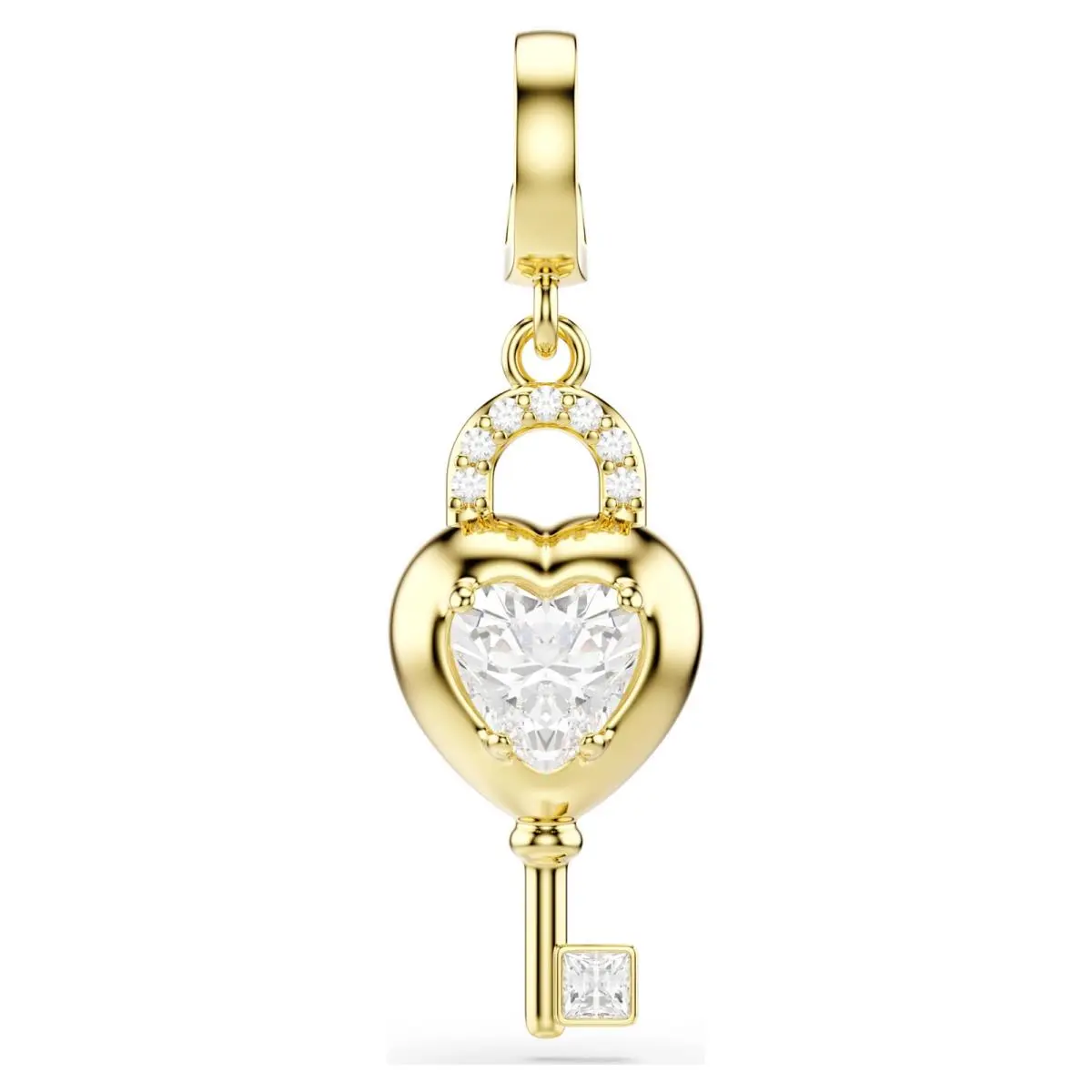 Swarovski Idyllia Heart with Key Charm White Zirconia Gold Tone Pendant 5742959