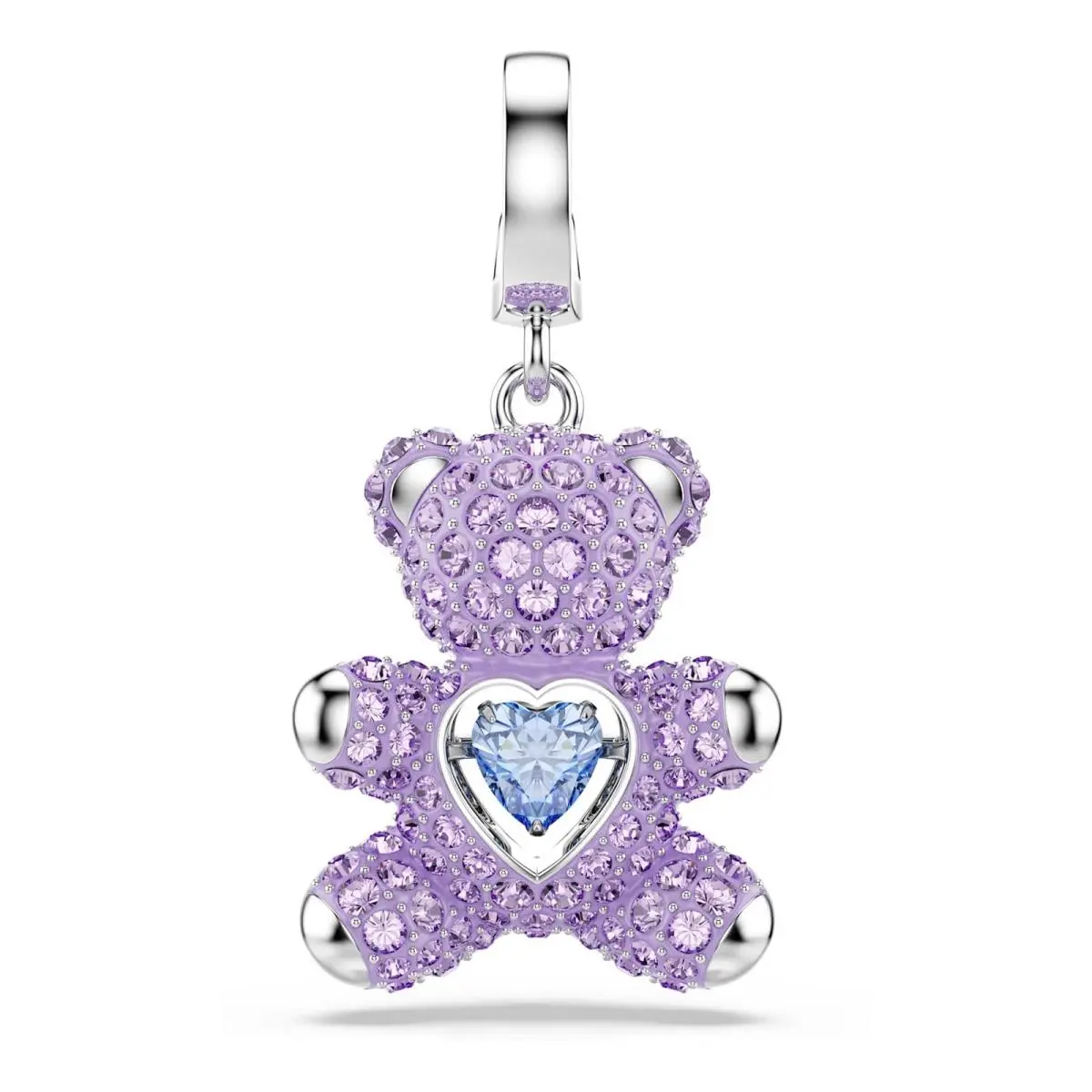 Swarovski Idyllia Teddy Bear Charm Purple Crystal Blue Heart Rhodium 5745610