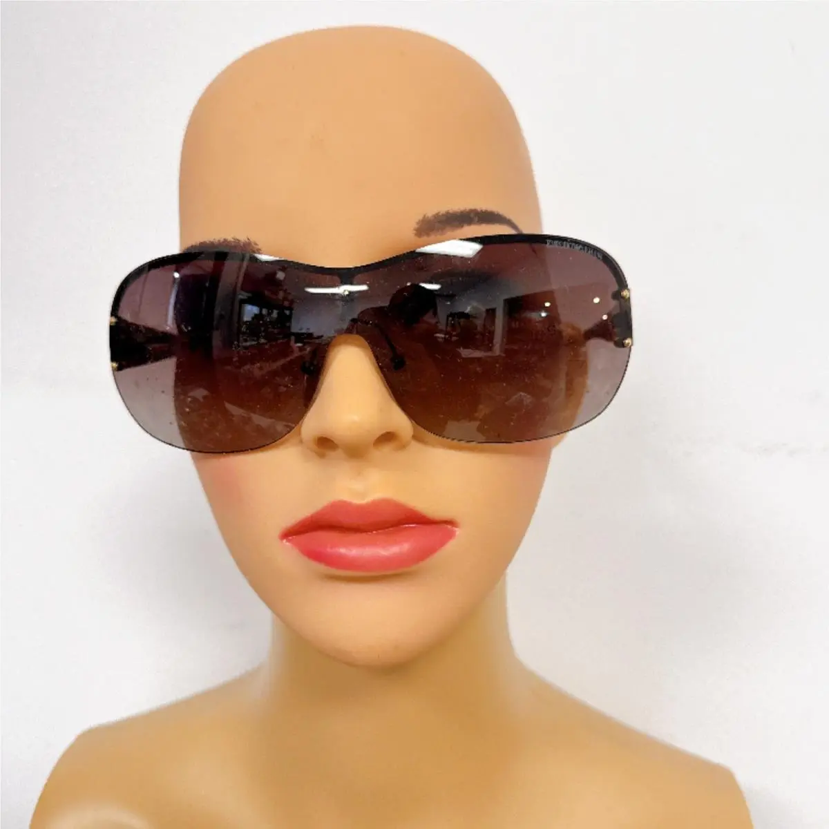 EA9423/S Rimless Wrap Shield Sunglasses Y2K Tortoise Gradient Lns by Emporio Armani