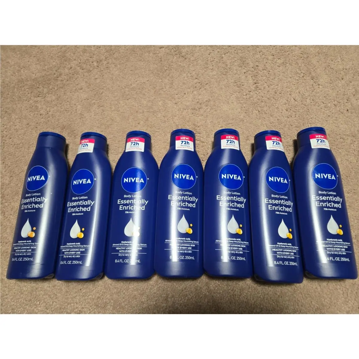 Lot 7  Body Lotion 8.4oz Essentially Enriched 72hr Moisture Hyaluronic Acid by Nivea