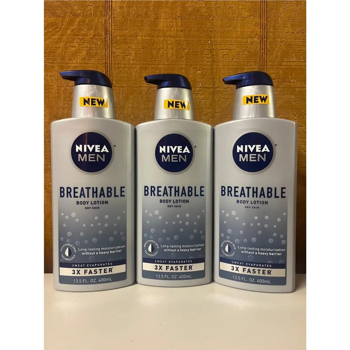 3  Men Breathable Body Lotion Dry Skin 13.5 Oz. Each by Nivea