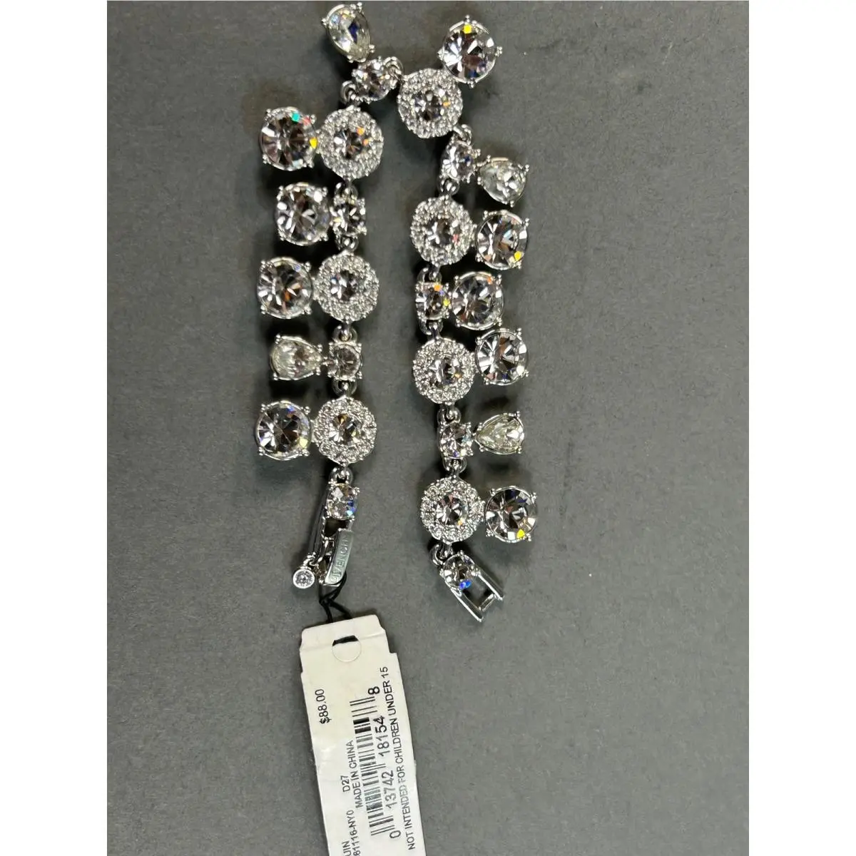Silver Tone Crystal Cluster Fringe Statement Necklace 60461116-NY0-D27 by Givenchy