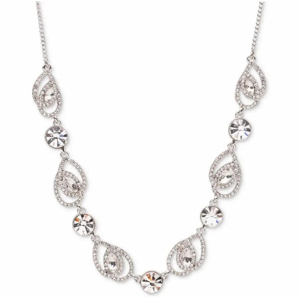 Silver Tone Crystal Pave Pear Necklace j1CCCC by Givenchy