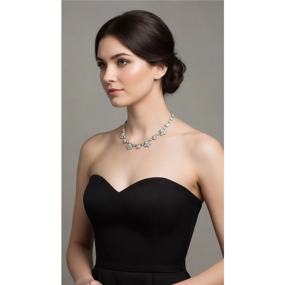 Silvertone Crystals Studded Statement Necklace 765 GN by Givenchy