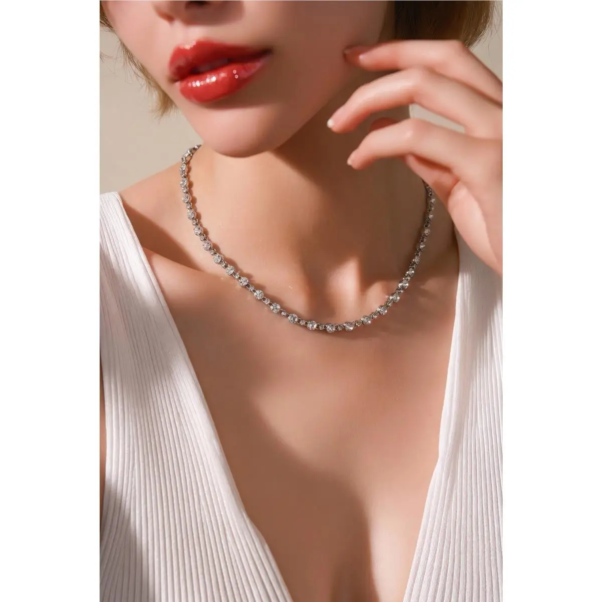 Silver Tone Small Round Crystals Necklace Item 99 Gn by Givenchy