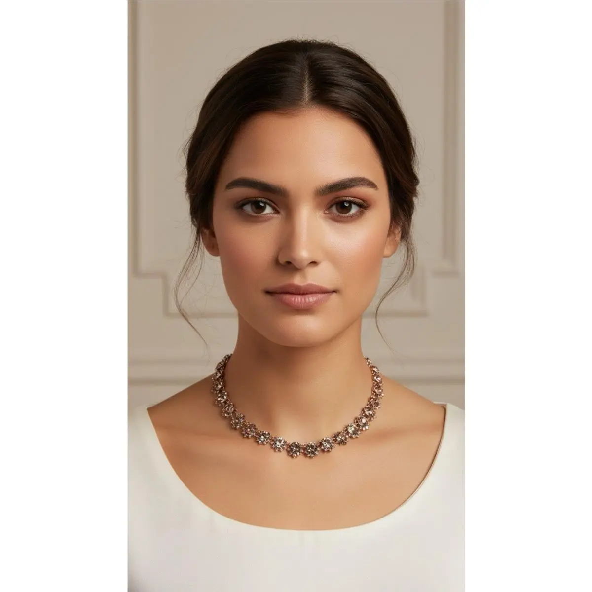 Graduated Crystal Rose Gold Collar Necklace 767 GN by Givenchy