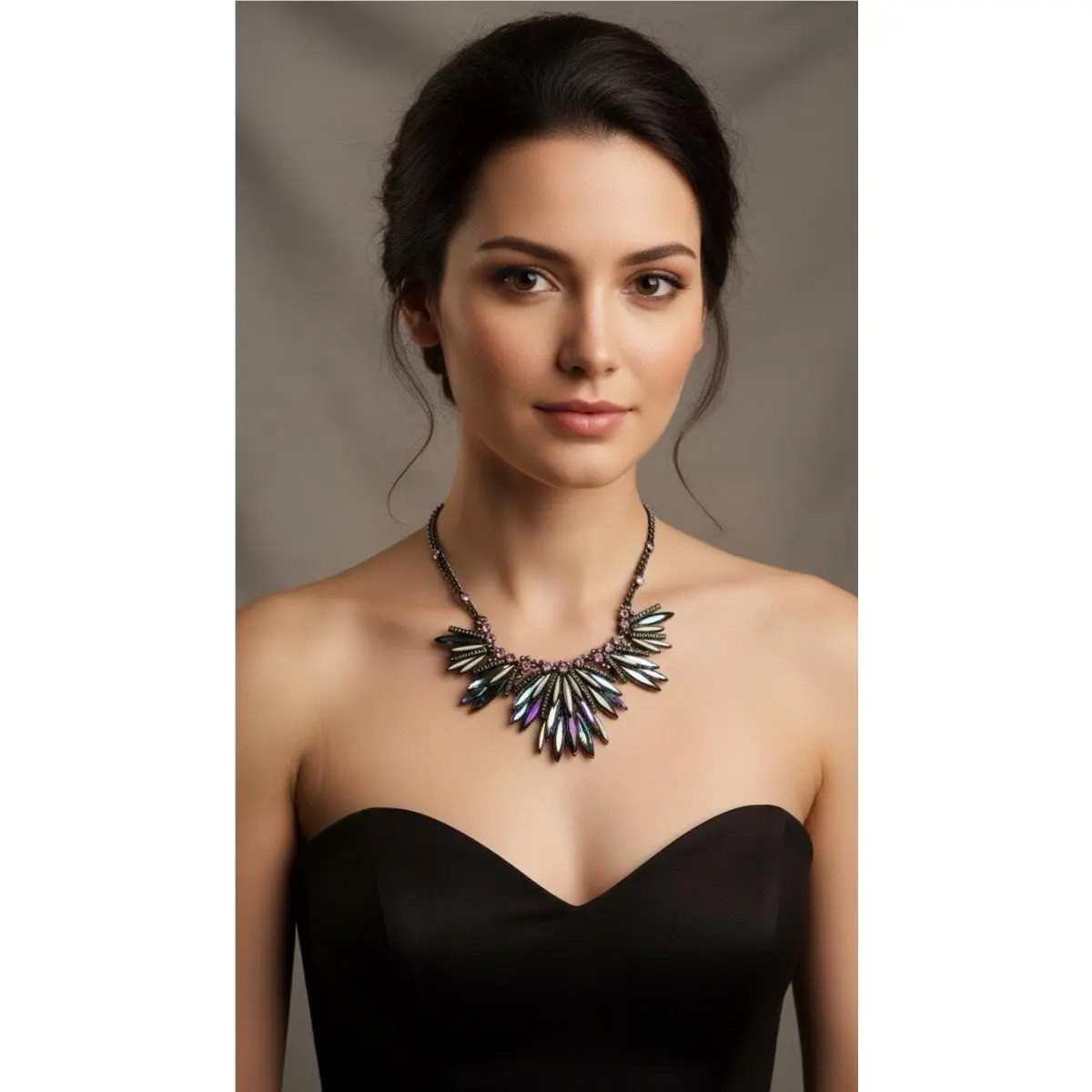 Hematite Multi Cluster Statement Necklace 201B by Givenchy