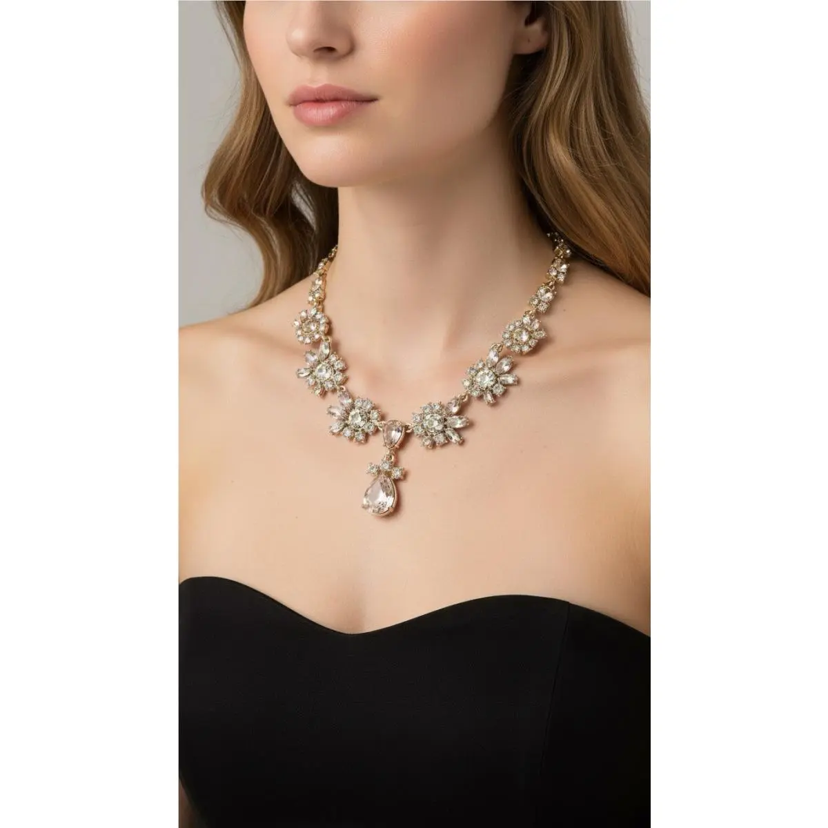 Multi Stone Gold Tone Statement Necklace 715 GN by Givenchy