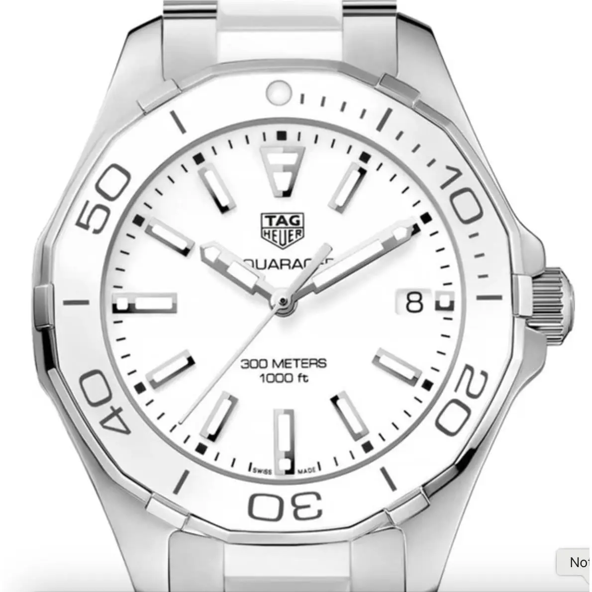 Aquaracer WAY131B.BA0914 White Dial Women`s Quartz Watch Ceramic Band by Tag Heuer
