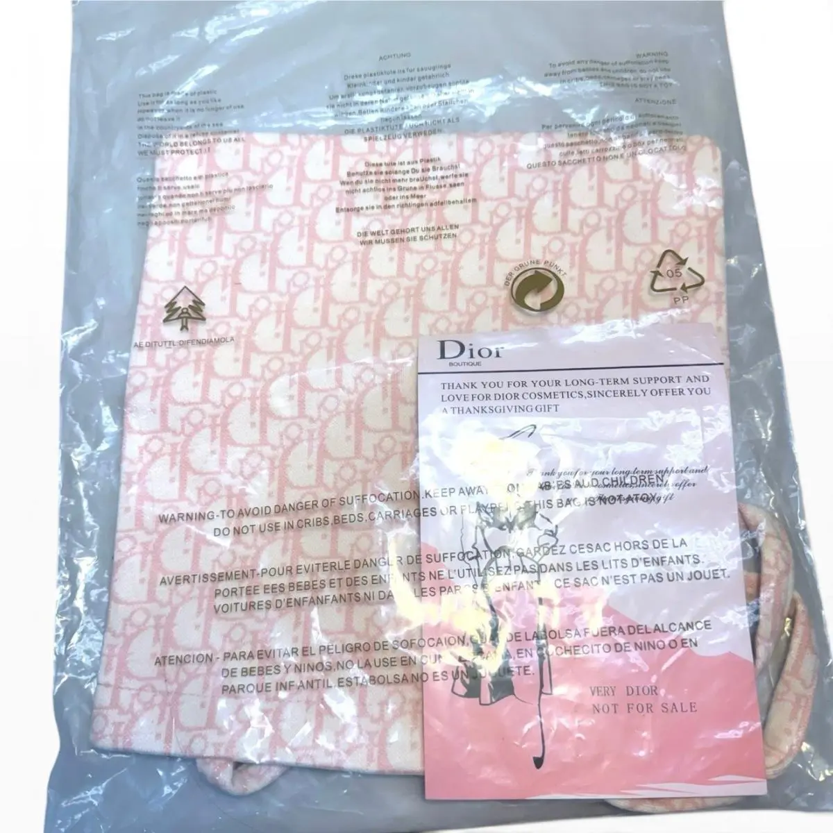 Gwp Tote Bag Pink White Oblique Monogram Canvas in Packaging Gift by Dior