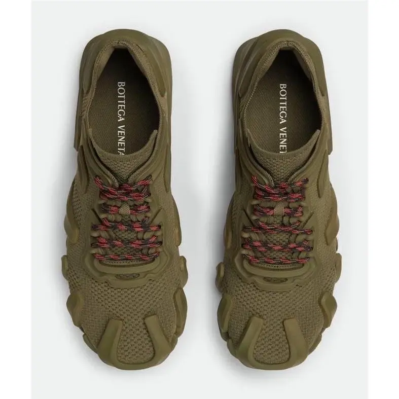 Bottega Veneta Men`s Tech Knit Khaki Flex Sneakers 9 US 42 Eu 788808