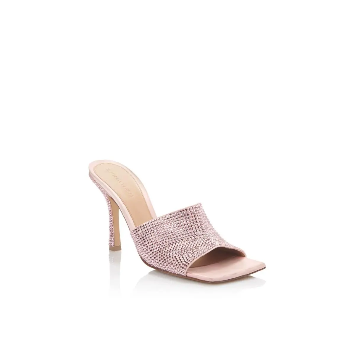 Bottega Veneta Womens Pink Square Toe Stiletto Slip On Heeled Sandal 37.5