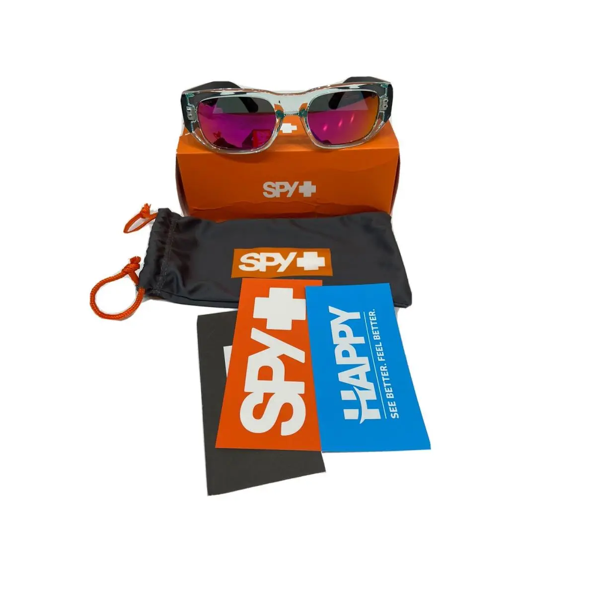 Spy Genre Sunglasses Translucent Aqua Matte Black Happy Gray Purple Spectra by SPY Optics