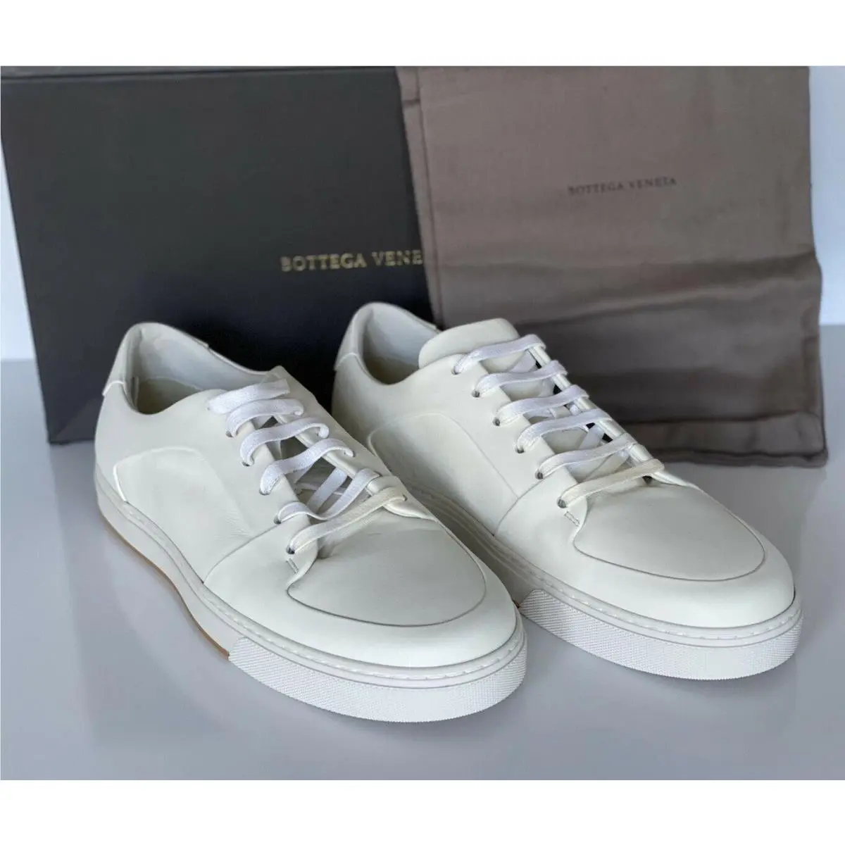 Bottega Veneta Men`s Speedster Calf Leather White Sneakers 7 US 608761