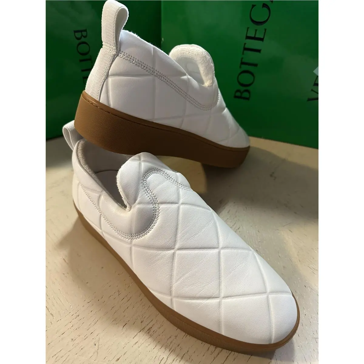 Bottega Veneta Men Leather Sneaker Shoes White 8 US/41 Eu