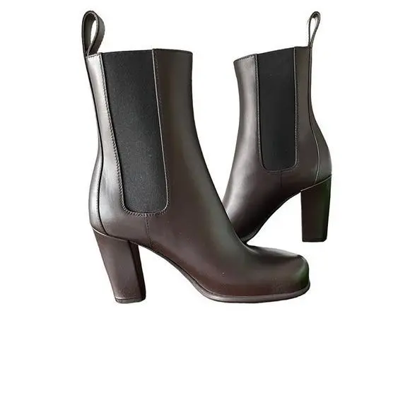 Bottega Veneta 677271 Women`s Brown Leather Storm Ankle Boots Shoes 39+