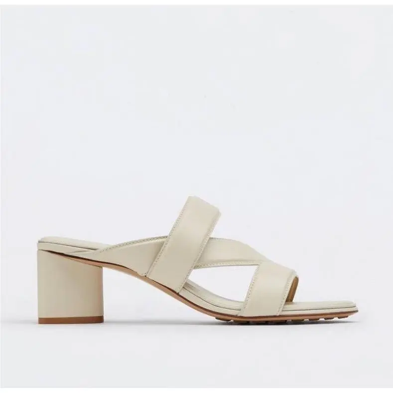 Bottega Veneta Calf Leather Mule Sandals Shoes Sea Salt 9.5 US 651376