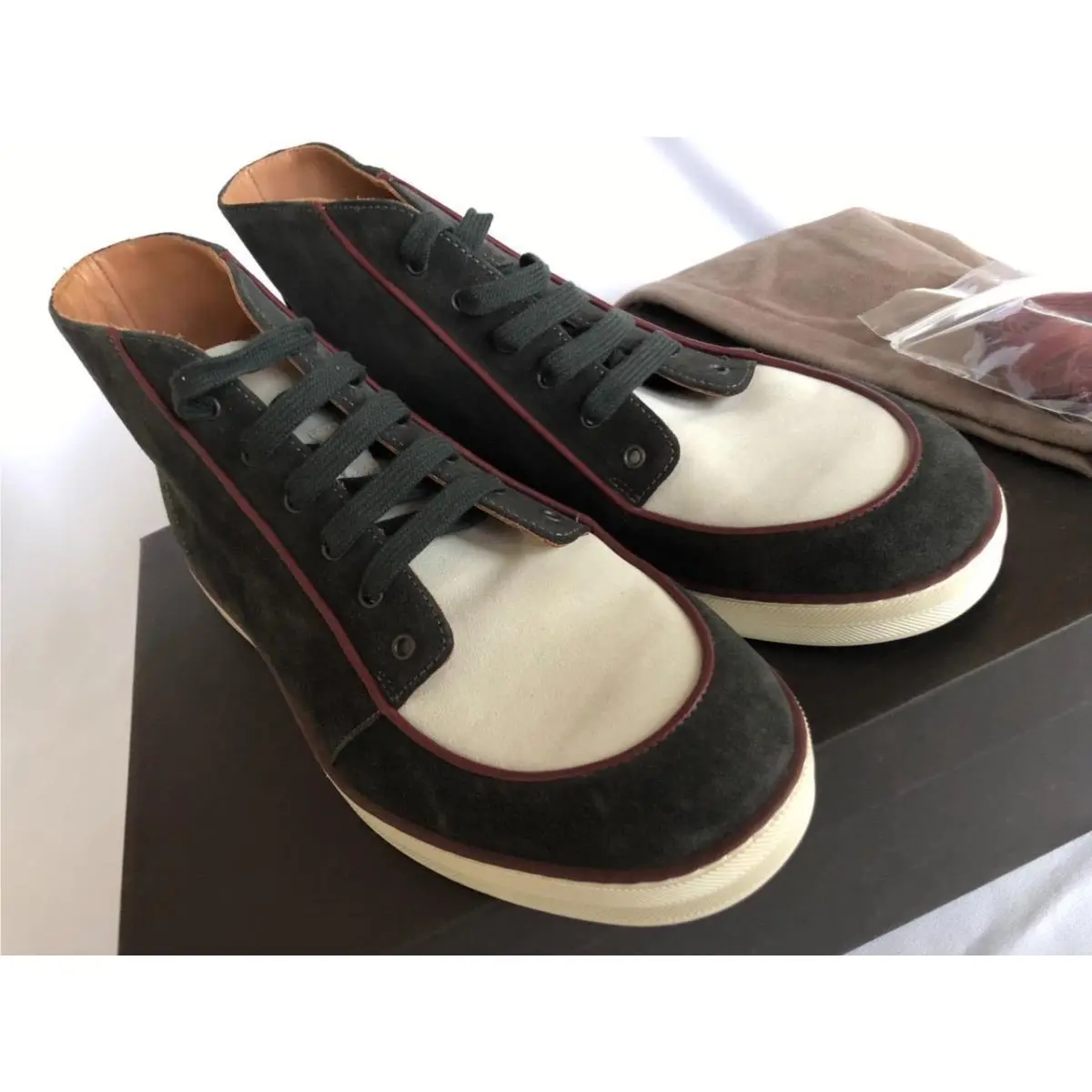 Bottega Veneta Mens Suede High Top Shoes Sneakers DK Gray 8US Eur 40+