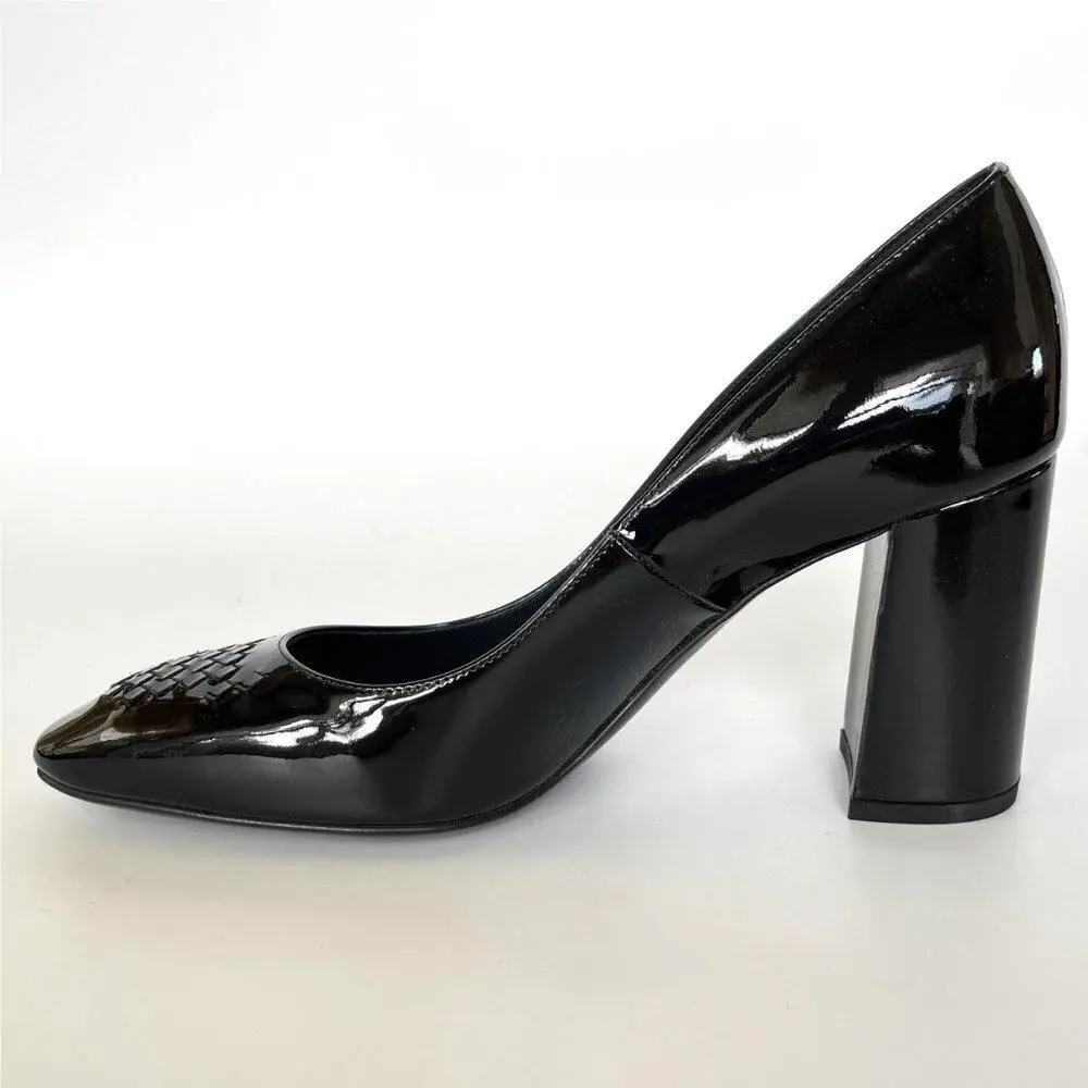 Bottega Veneta 430391 Patent Leather Cherbourg Pumps Black Sz 38