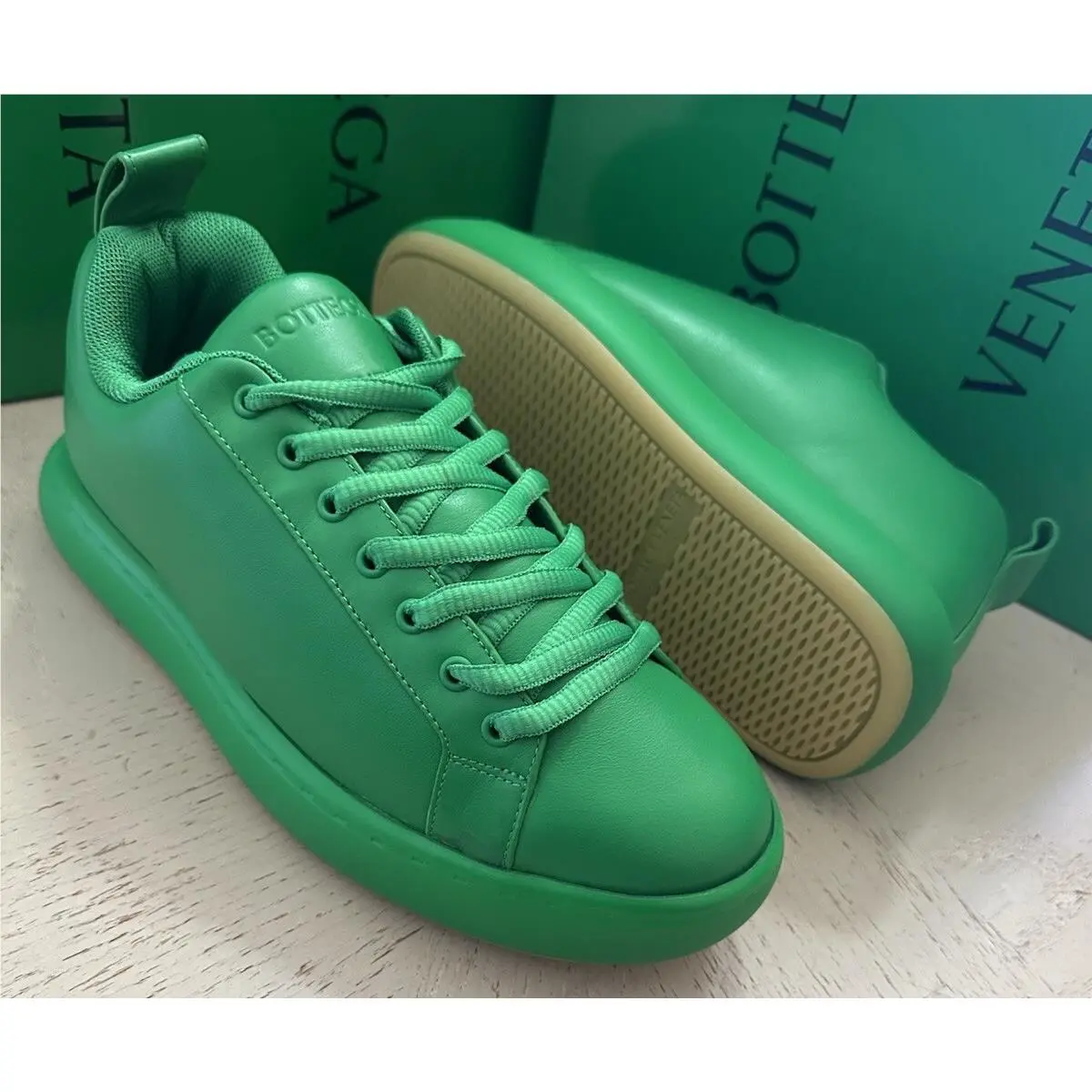 Bottega Veneta Men Leather Sneakers Shoes Green 9 US/42 Eu 716198