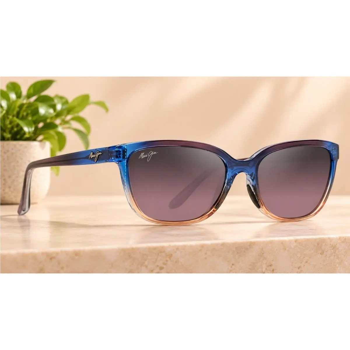 Women`s Honi Polarized Cat Eye Sunglasses Sunset/maui Rose® Small by Maui Jim
