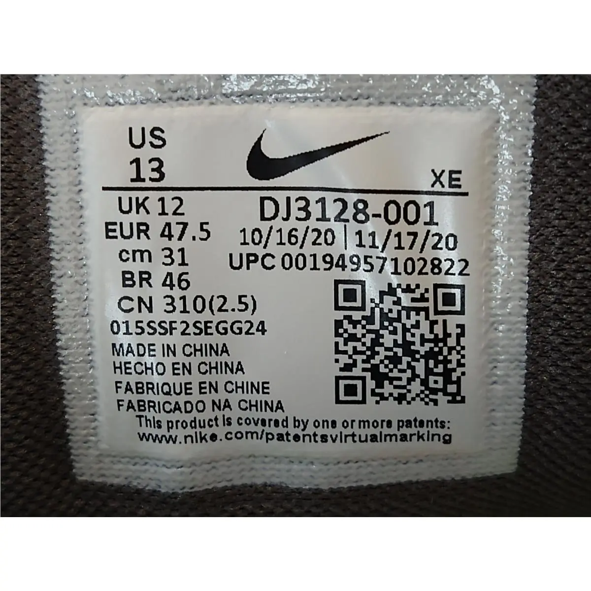 Nike shoes - Air Zoom Pegasus 38 LE - DJ3128 001 - Dark Smoke Grey / Volt - White (UPC: 194957102822) 10