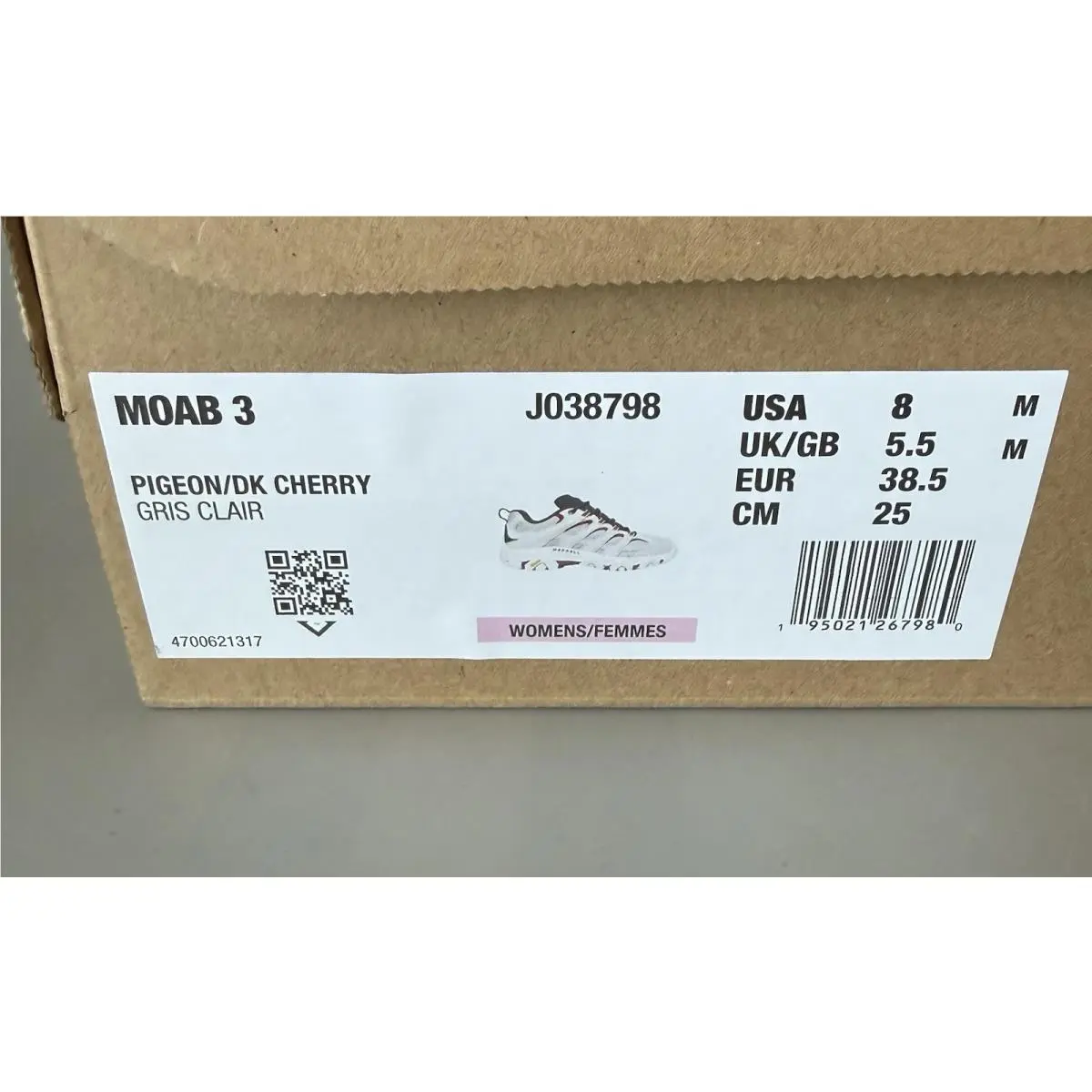Merrell shoes - Merrell Moab 3 - Moab - J038798 - Light Grey Pigeon Dark Cherry (UPC: 0195021267980) 9