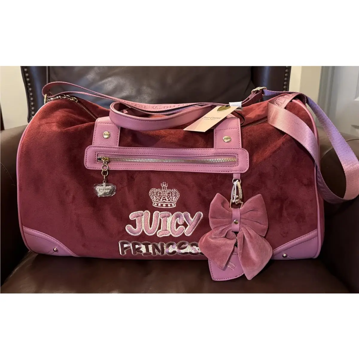 Juicy Princess Weekender Duffle Bag Cranberry Juice Pink Trim by Juicy Couture