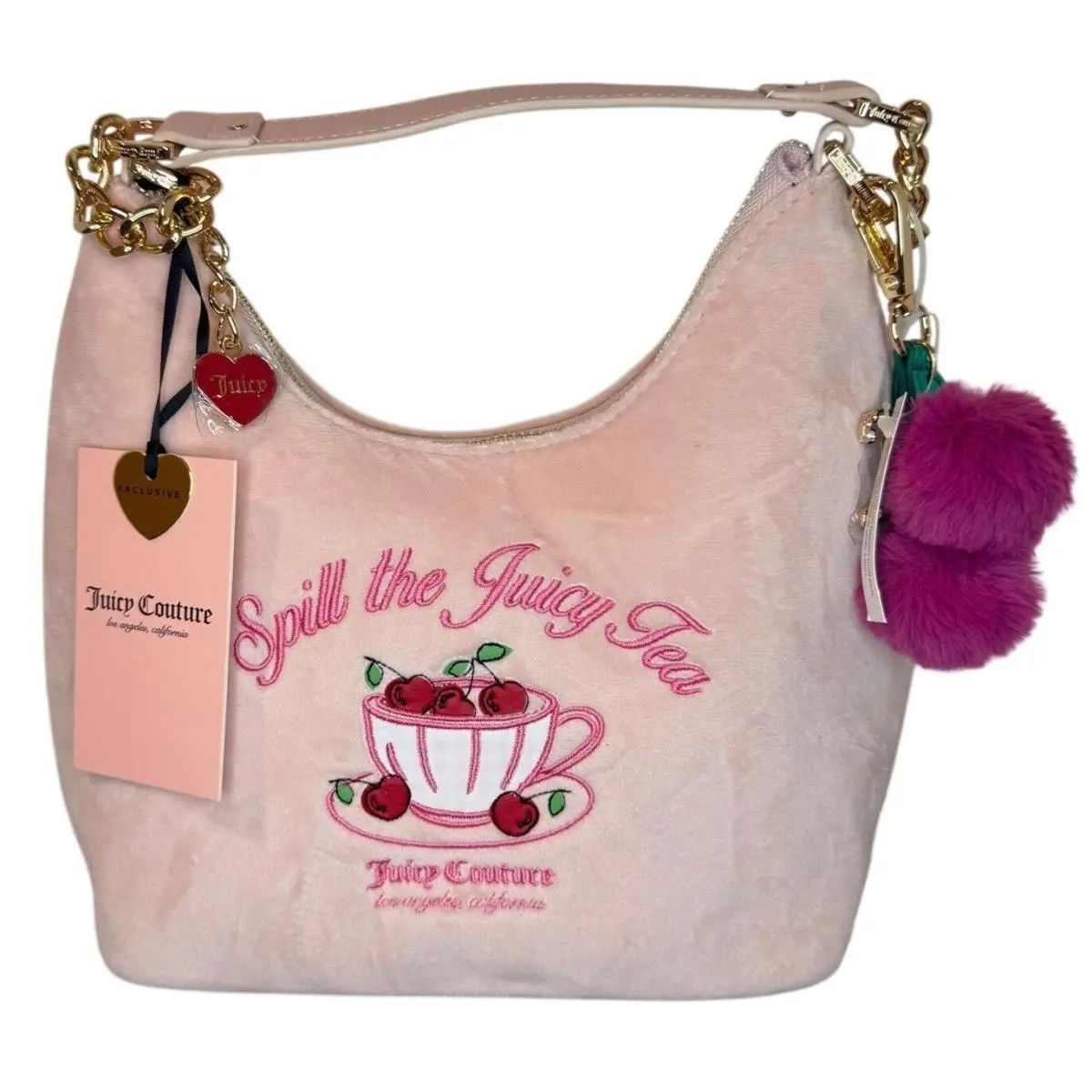 Sweet Tea Party Hobo Bag Spill The Juicy Tea Pink Clay by Juicy Couture