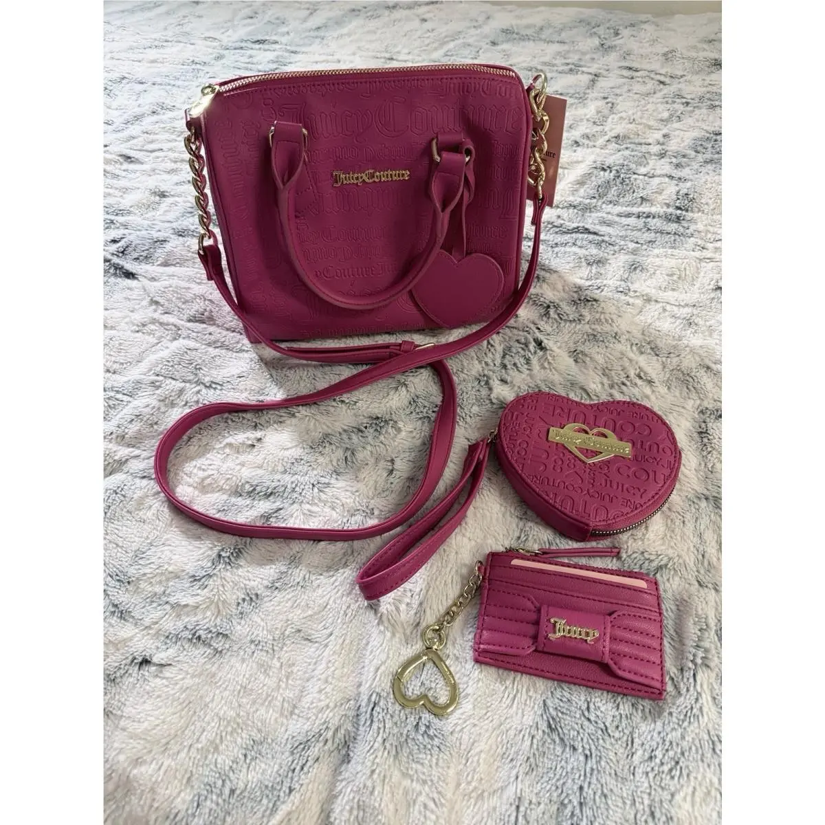 Free Love Speedy Satchel De Boss Logo Raspberry CC Holder Wristlet by Juicy Couture