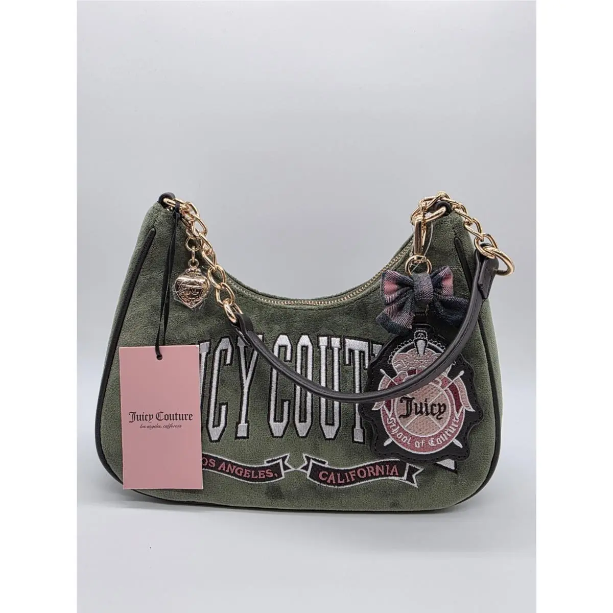 Super Greens Small Velvet University Shoulder Bag by Juicy Couture