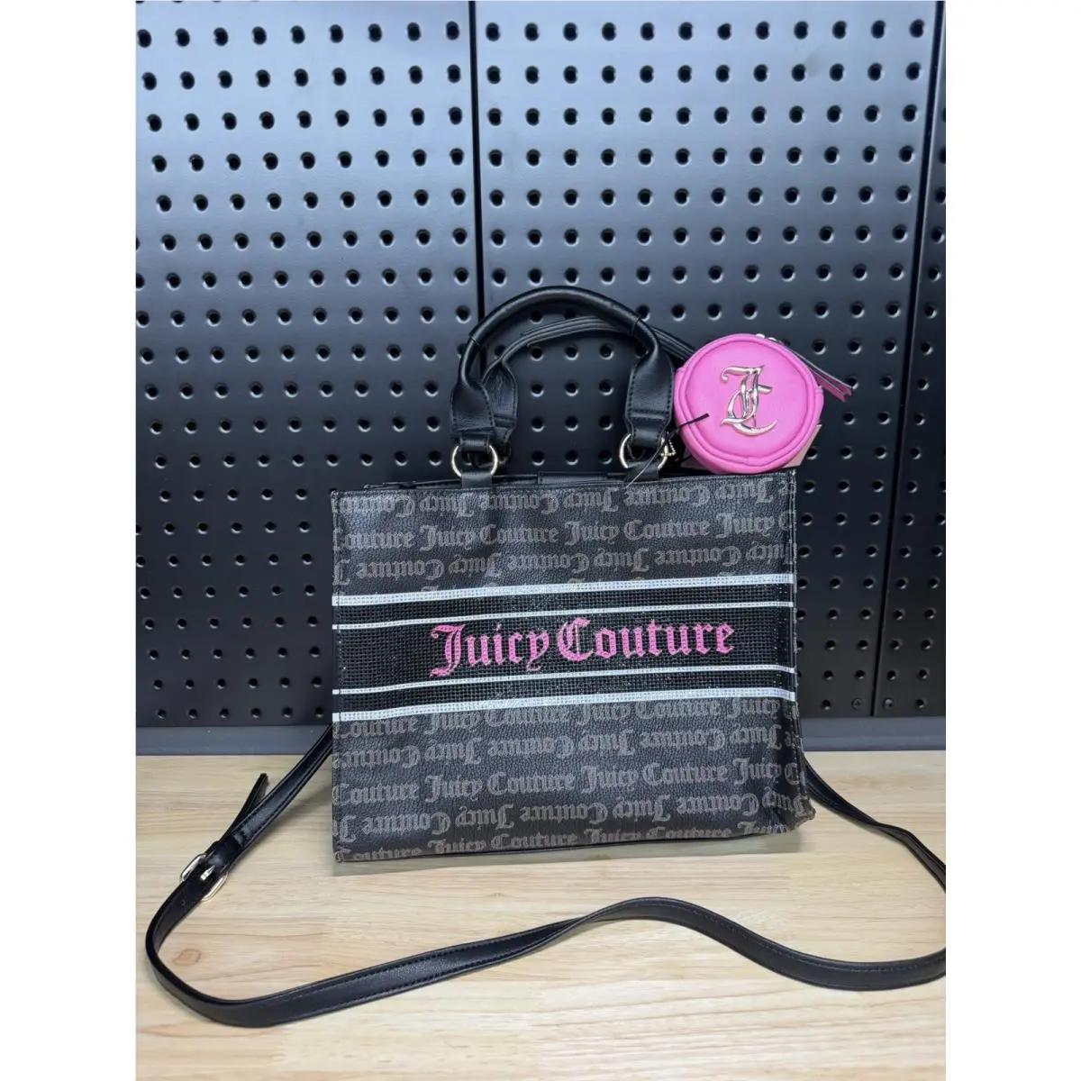 Rare Black and Pink Rhinestone Tote Bag by Juicy Couture