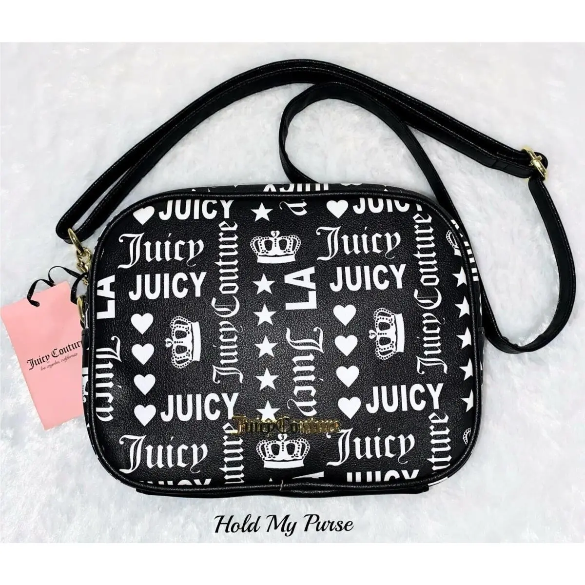 Purse LA Black White Gothic Logo Crossbody Camera Bag by Juicy Couture