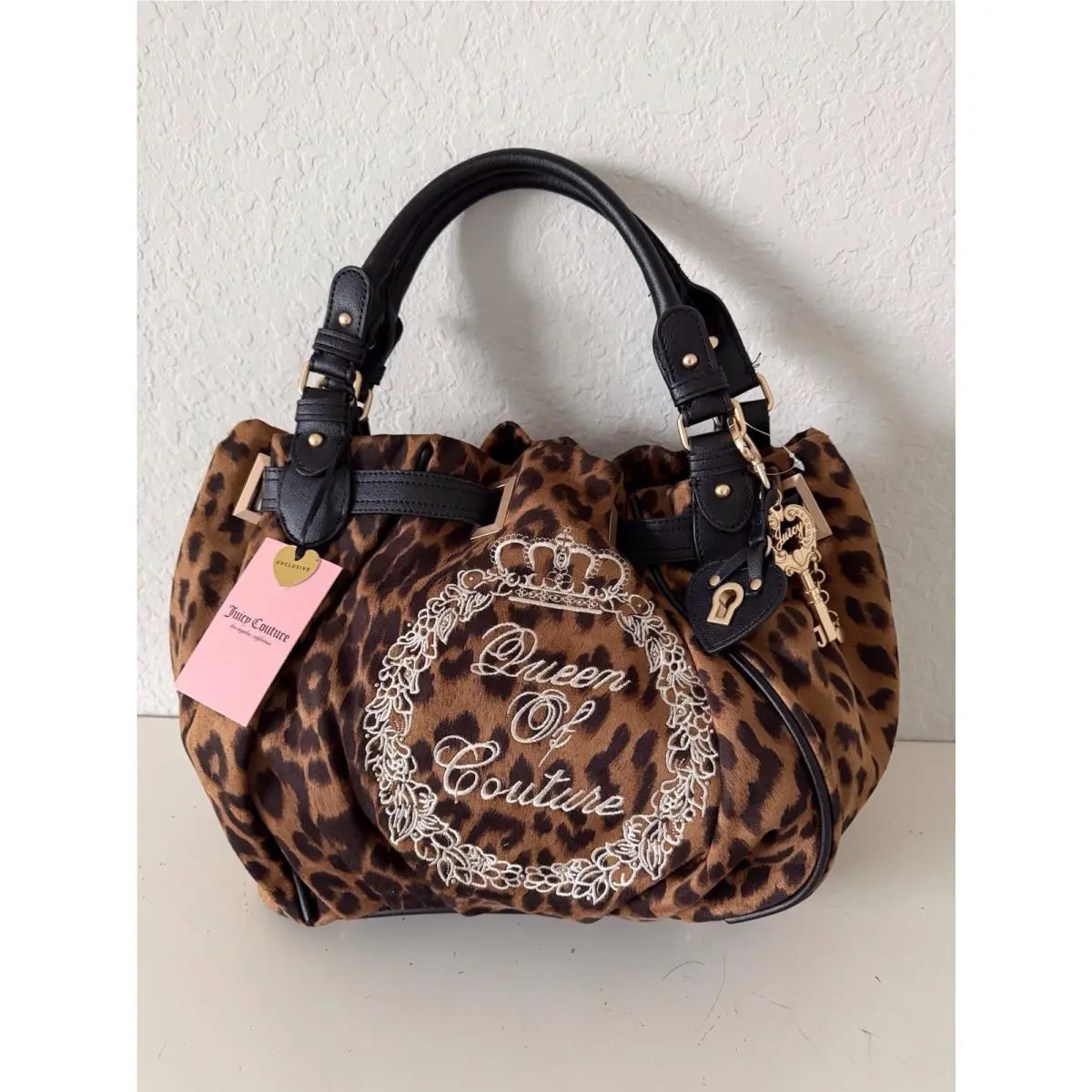 Queen of Couture Natural Leopard Large Tote Bag W/key Charm by Juicy Couture