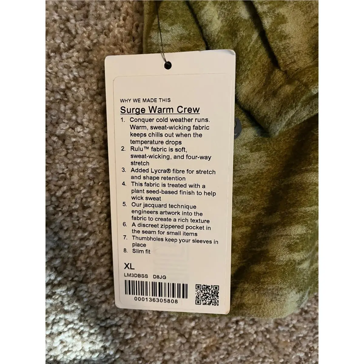 Lululemon clothing - Surge Warm Crew - Surge Warm Crew - Green 1