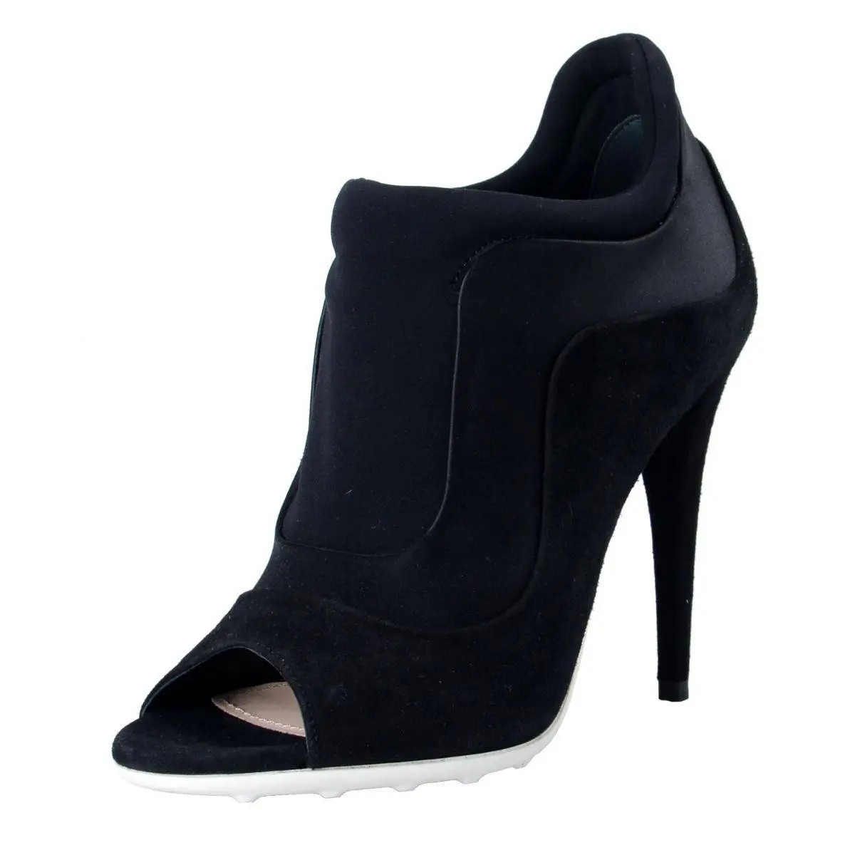 Miu Miu Women`s Black Suede Leather Open Toe Booties Boots Shoes Sz 5 6