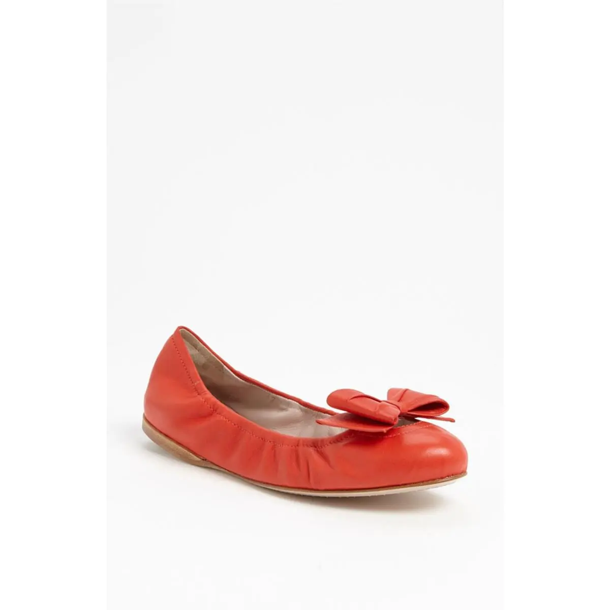Miu Miu Red Napa Leather Bow Scrunch Ballet Flat Size 39EU/9US