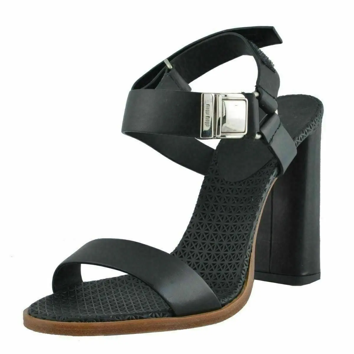 Miu Miu Women`s Leather Black Open Toe Sandals Shoes US 9 IT 39