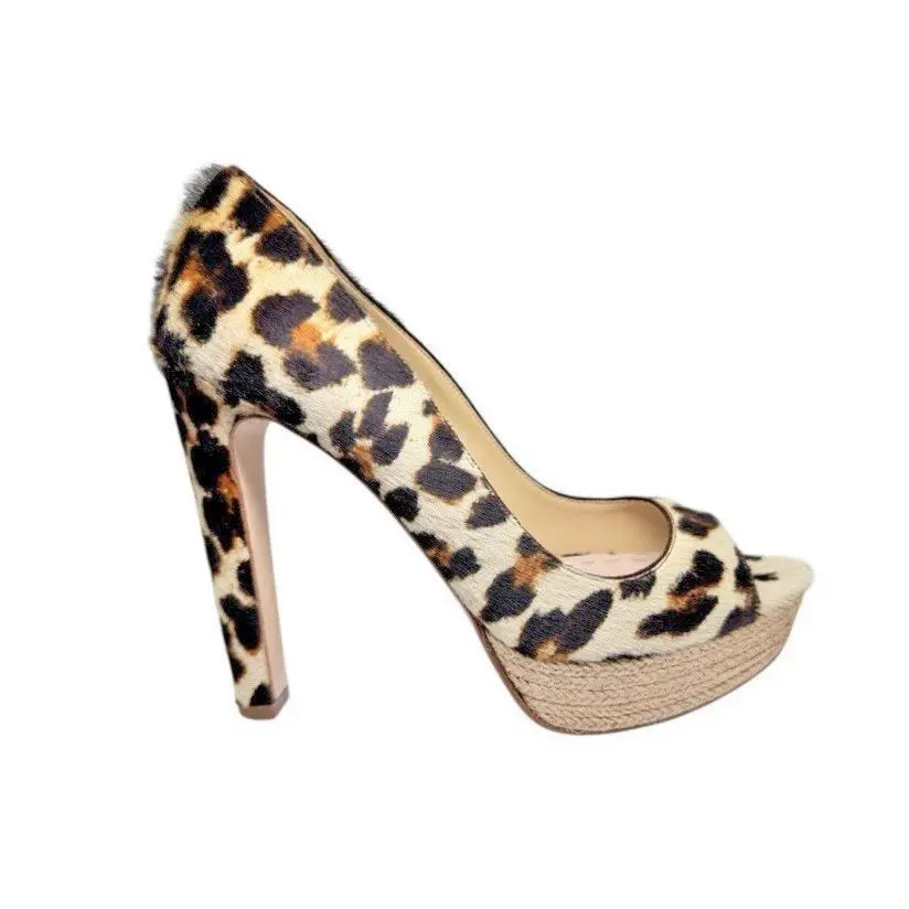 Miu Miu ST Ghepardo Ponyhair Animal Print Platform Pumps Shoes 41 US 10.5