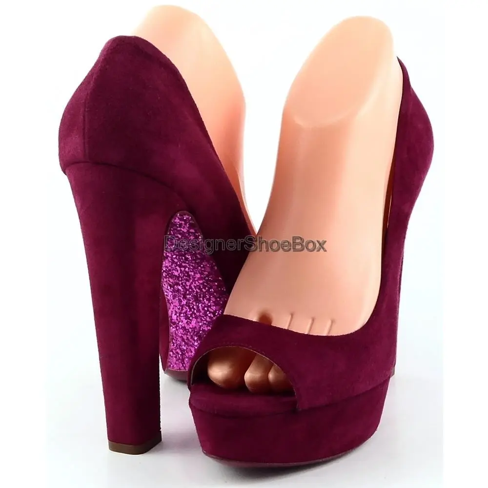 Miu Miu 5KP219 Bouganville Suede Glitter Designer Pumps 7 Eur 37.5