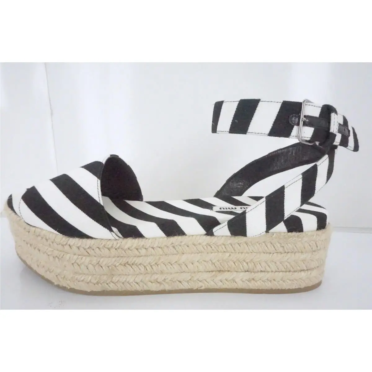 Miu Miu shoes - Striped Platform Espadrille - Striped Platform Espadrille - Black/White - Black/White (UPC: 8058257648676) 0