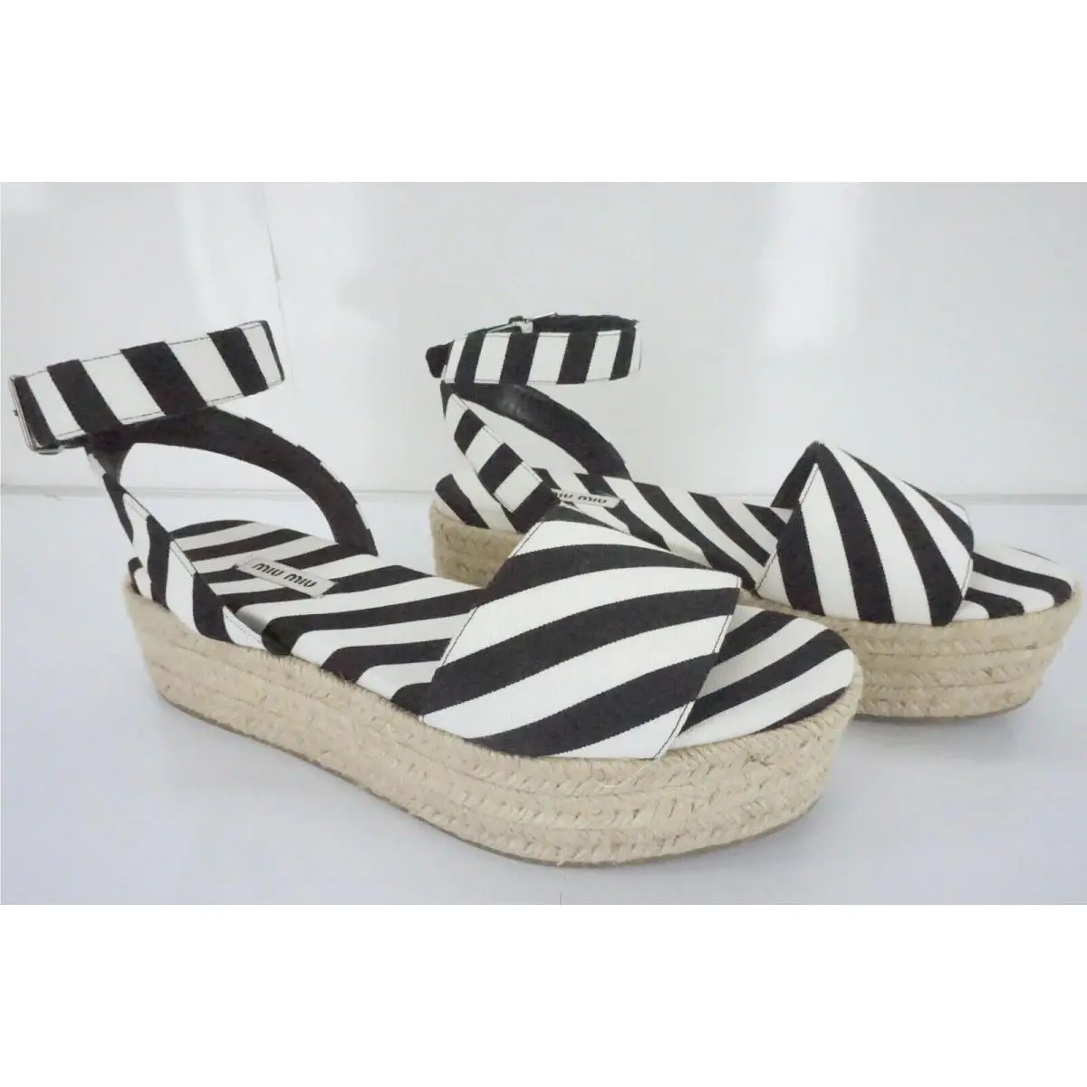 Miu Miu shoes - Striped Platform Espadrille - Striped Platform Espadrille - Black/White - Black/White (UPC: 8058257648676) 2