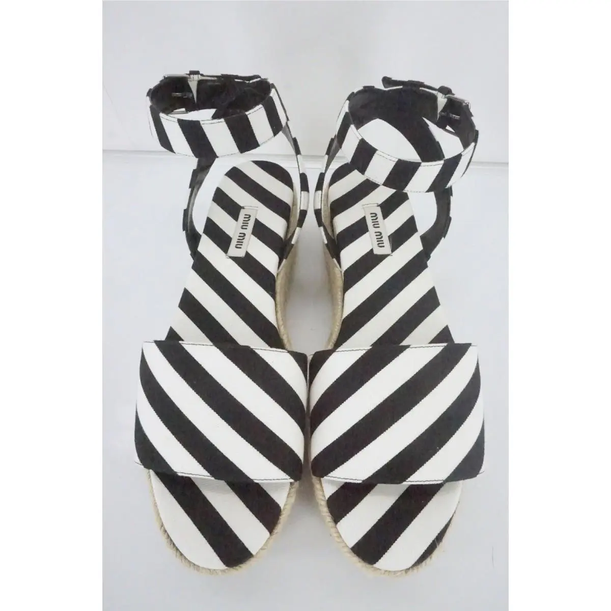 Miu Miu shoes - Striped Platform Espadrille - Striped Platform Espadrille - Black/White - Black/White (UPC: 8058257648676) 7