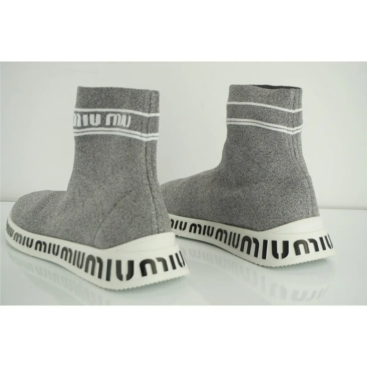 Miu Miu shoes - Logo Sock Sneaker - Logo Sock Sneaker - Silver (UPC: 8056382487702) 9