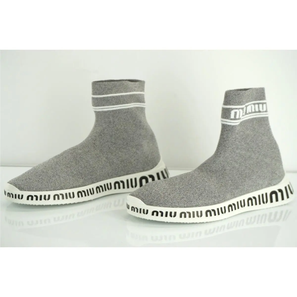 Miu Miu shoes - Logo Sock Sneaker - Logo Sock Sneaker - Silver (UPC: 8056382487702) 0