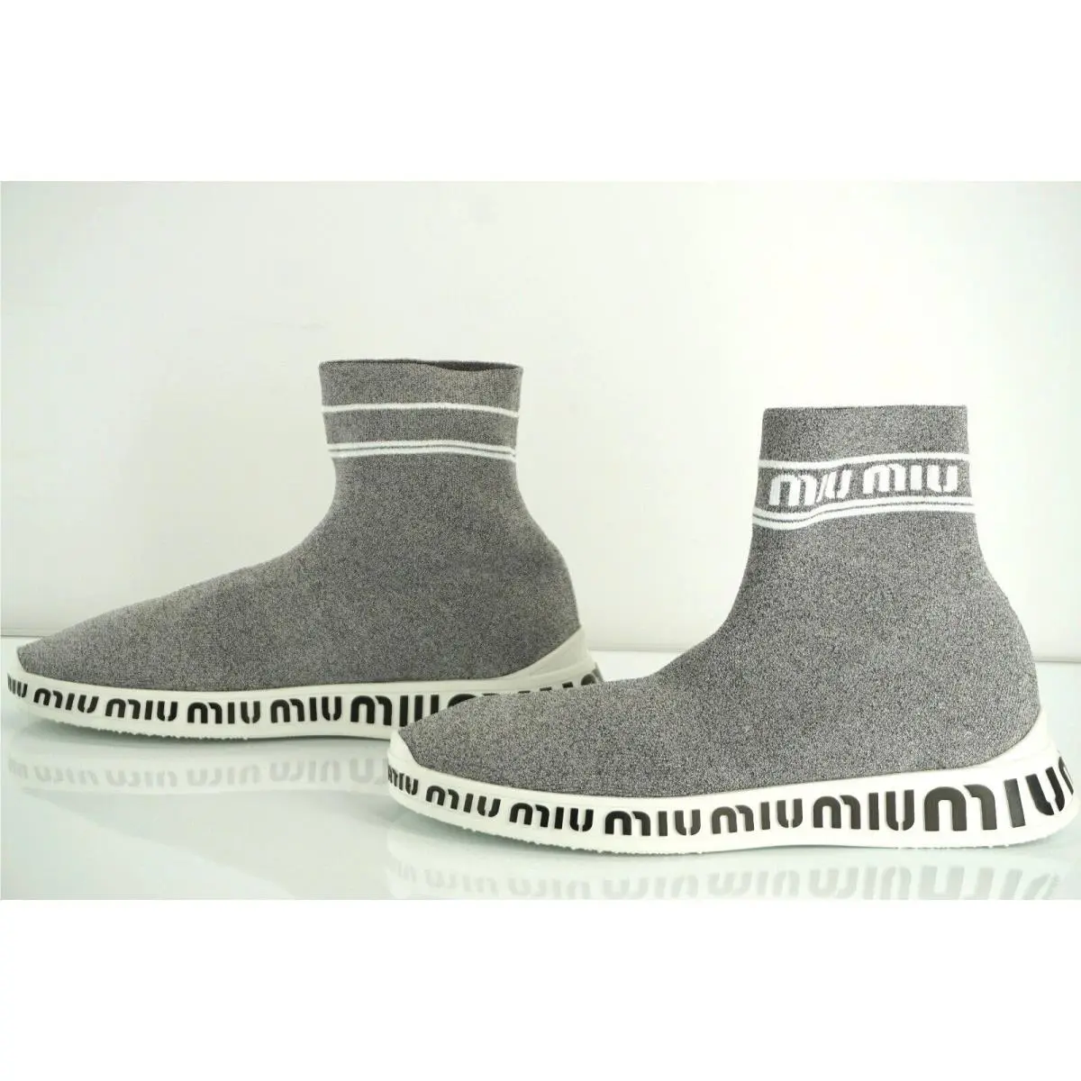 Miu Miu shoes - Logo Sock Sneaker - Logo Sock Sneaker - Silver (UPC: 8056382487702) 1