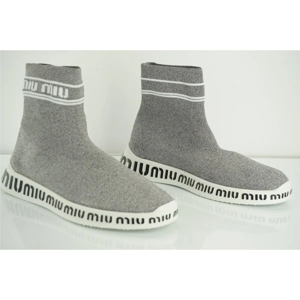 Miu Miu shoes - Logo Sock Sneaker - Logo Sock Sneaker - Silver (UPC: 8056382487702) 4