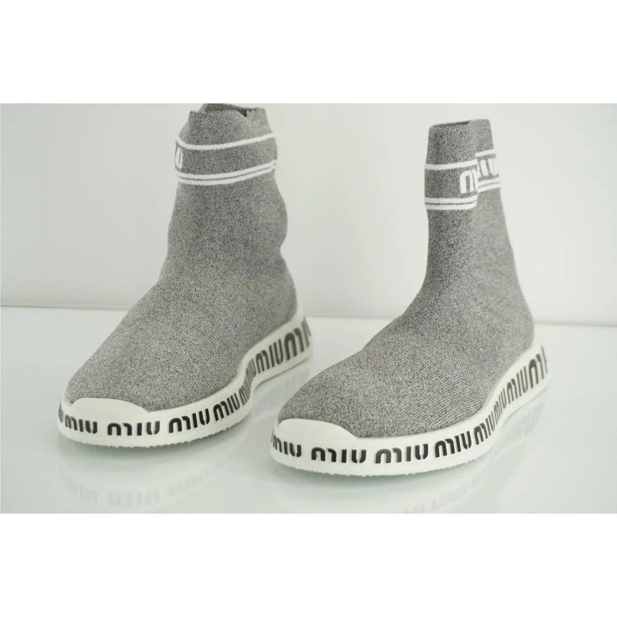 Miu Miu shoes - Logo Sock Sneaker - Logo Sock Sneaker - Silver (UPC: 8056382487702) 7