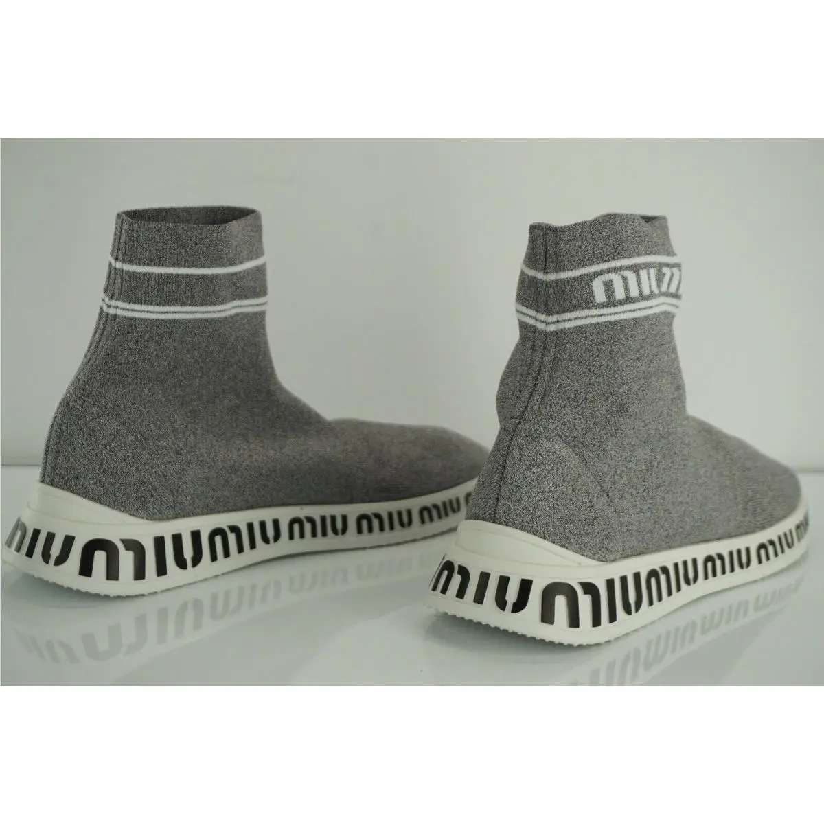 Miu Miu shoes - Logo Sock Sneaker - Logo Sock Sneaker - Silver (UPC: 8056382487702) 10